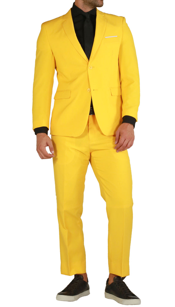 PL1969 Mens Yellow Slim Fit 2pc Suit - FHYINC best men
