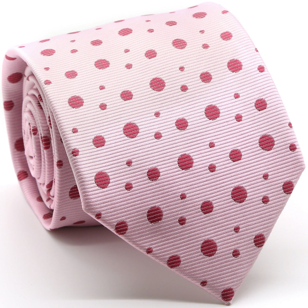Mens Dads Classic Pink Circle Pattern Business Casual Necktie & Hanky Set MO-1 - FHYINC best men