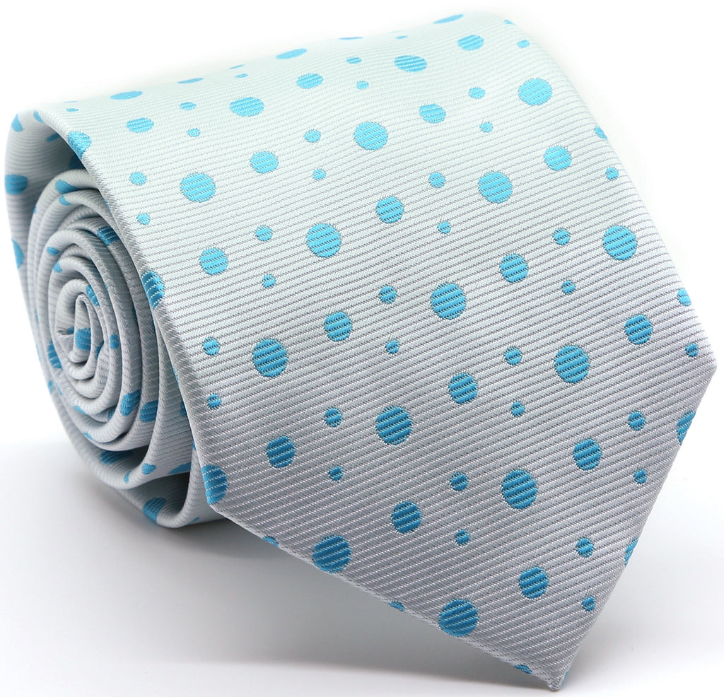 Mens Dads Classic Turquoise Circle Pattern Business Casual Necktie & Hanky Set MO-6 - FHYINC best men