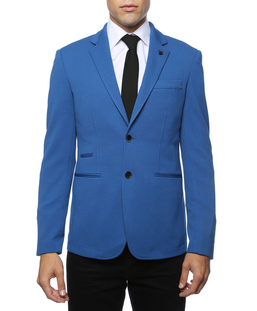 Modena Royal Blue Knit Slim Fit Blazer - FHYINC best men