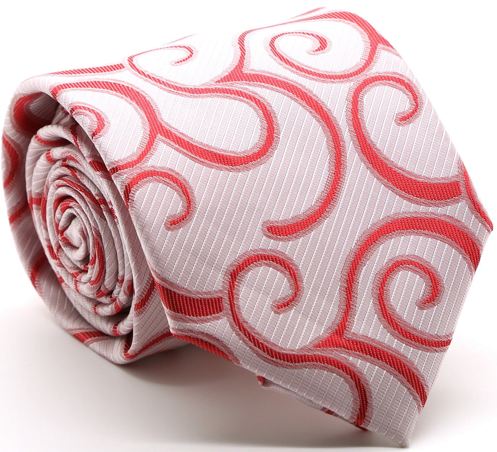 Mens Dads Classic Red Paisley Pattern Business Casual Necktie & Hanky Set O-4 - FHYINC best men