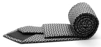 Mens Dads Classic Black Geometric Circle Pattern Business Casual Necktie & Hanky Set OO-1 - FHYINC best men's suits, tuxedos, formal men's wear wholesale