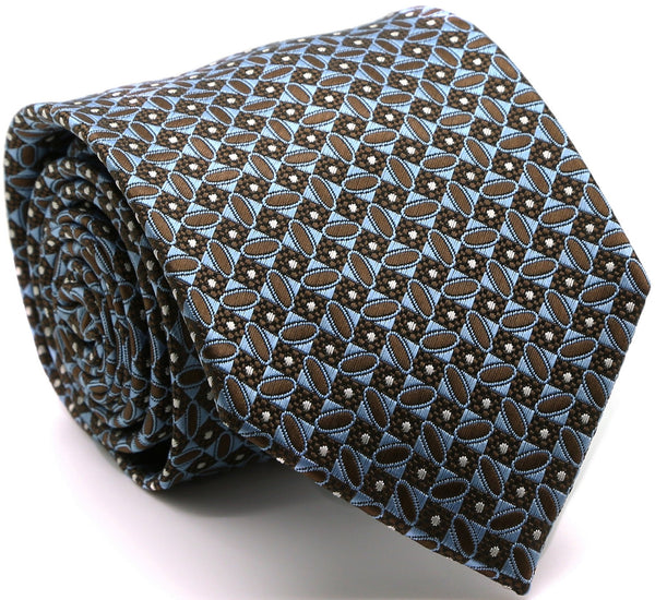 Mens Dads Classic Brown Geometric Circle Pattern Business Casual Necktie & Hanky Set OO-4 - FHYINC best men's suits, tuxedos, formal men's wear wholesale