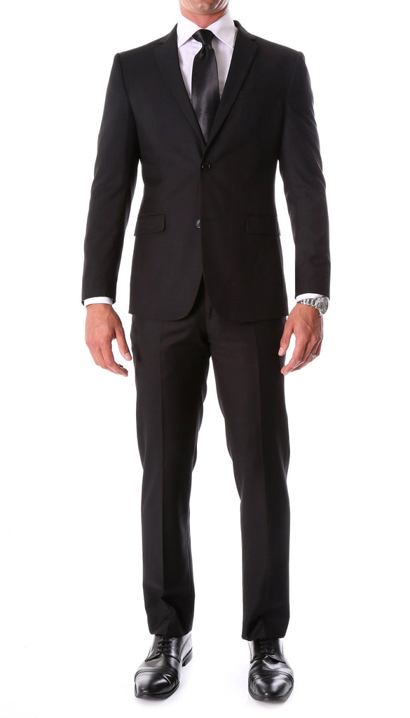Oslo Black Slim Fit Notch Lapel 2 Piece Suit - FHYINC best men