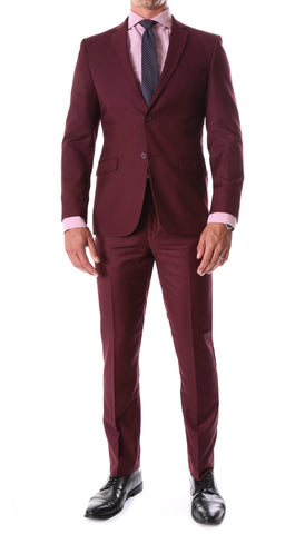 Oslo Burgundy Slim Fit Notch Lapel 2 Piece Suit