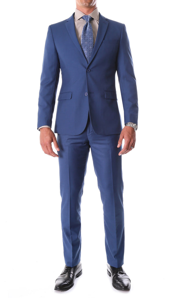 Oslo Indigo Slim Fit Notch Lapel 2 Piece Suit - FHYINC best men