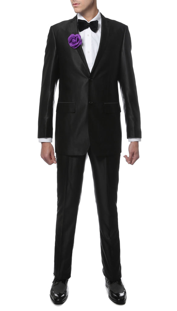 Oxford Black Sharkskin Slim Fit Suit - FHYINC best men