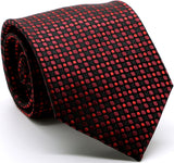 Mens Dads Classic Red Geometric Pattern Business Casual Necktie & Hanky Set P-1 - FHYINC best men's suits, tuxedos, formal men's wear wholesale