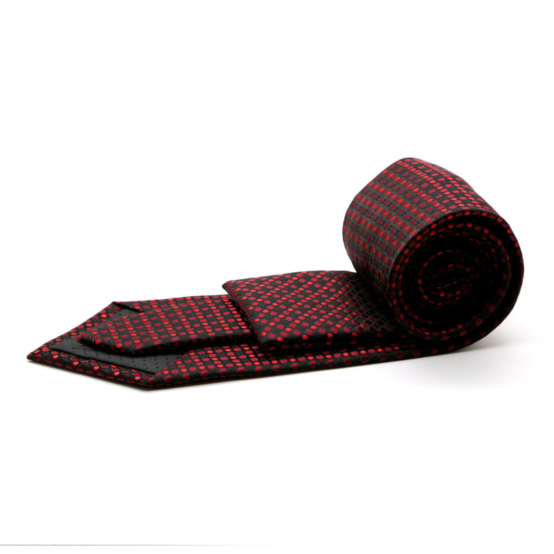 Mens Dads Classic Red Geometric Pattern Business Casual Necktie & Hanky Set P-1 - FHYINC best men's suits, tuxedos, formal men's wear wholesale