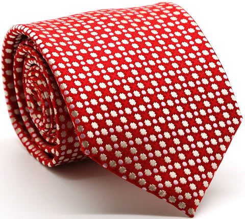Mens Dads Classic Red Geometric Pattern Business Casual Necktie & Hanky Set P-4