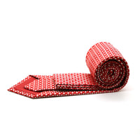 Mens Dads Classic Red Geometric Pattern Business Casual Necktie & Hanky Set P-4 - FHYINC best men's suits, tuxedos, formal men's wear wholesale