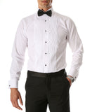 Ferrecci Men's Paris White Regular Fit Lay Down Collar Pleated Tuxedo Shirt - FHYINC best men's suits, tuxedos, formal men's wear wholesale