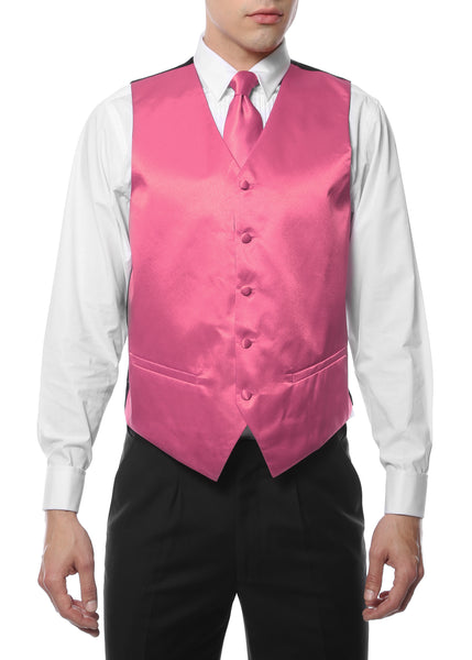 Ferrecci Mens Pink Satin 4pc Vest Set - FHYINC best men's suits, tuxedos, formal men's wear wholesale