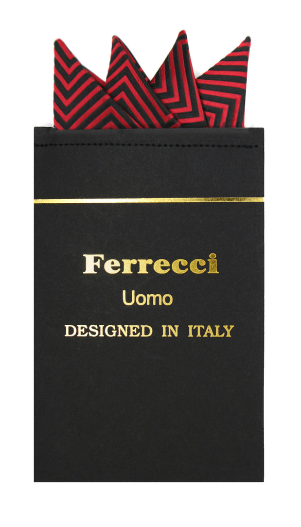 Pre-Folded Microfiber Red Chevron Handkerchief Pocket Square - FHYINC best men