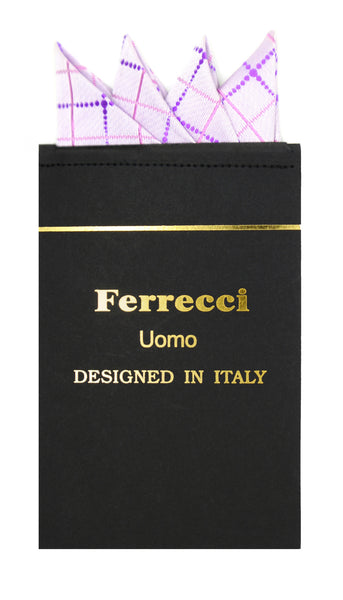 Pre-Folded Microfiber Purple Geometric Handkerchief Pocket Square - FHYINC best men's suits, tuxedos, formal men's wear wholesale