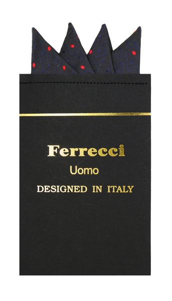 Pre-Folded Microfiber Black Red Stripe Handkerchief Pocket Square - FHYINC best men's suits, tuxedos, formal men's wear wholesale