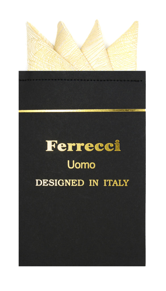 Pre-Folded Microfiber Gold Stripe Handkerchief Pocket Square - FHYINC best men