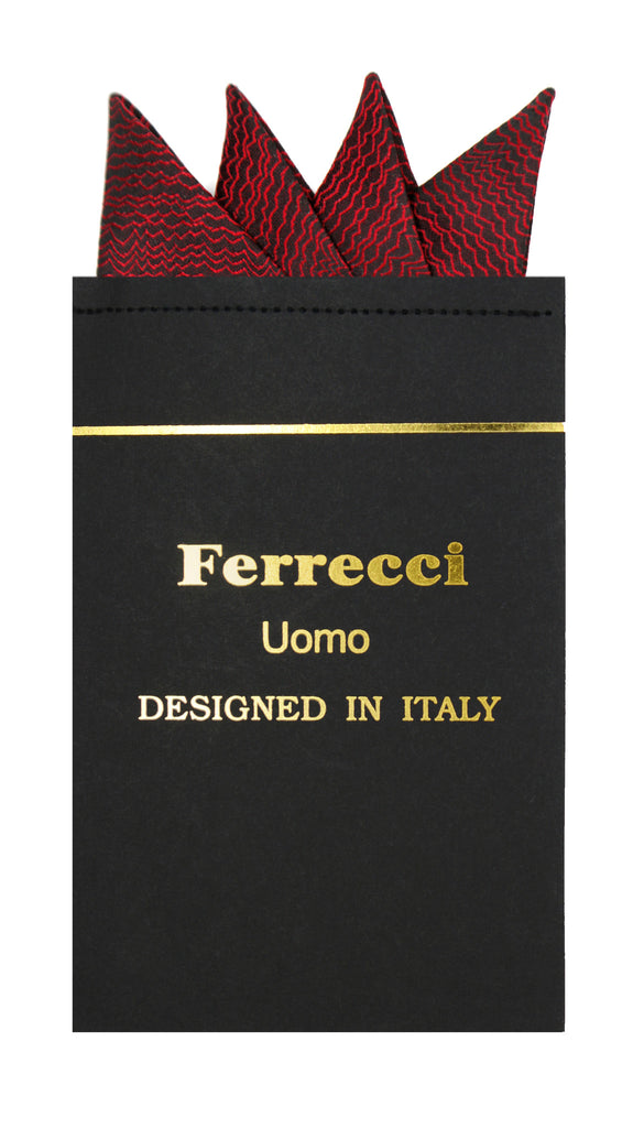 Pre-Folded Microfiber Red Black Stripe Handkerchief Pocket Square - FHYINC best men