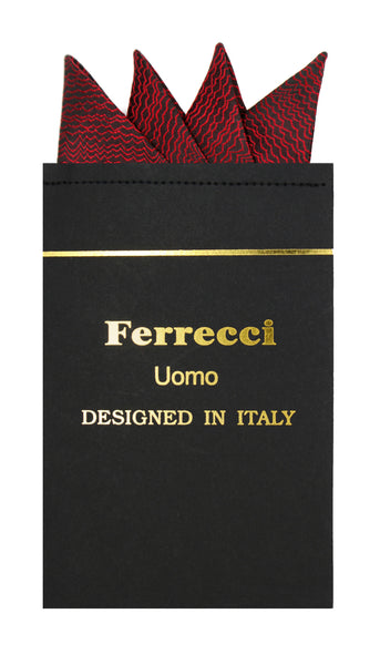 Pre-Folded Microfiber Red Black Stripe Handkerchief Pocket Square - FHYINC best men's suits, tuxedos, formal men's wear wholesale