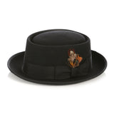 Black Wool Pork Pie Hat - FHYINC best men's suits, tuxedos, formal men's wear wholesale