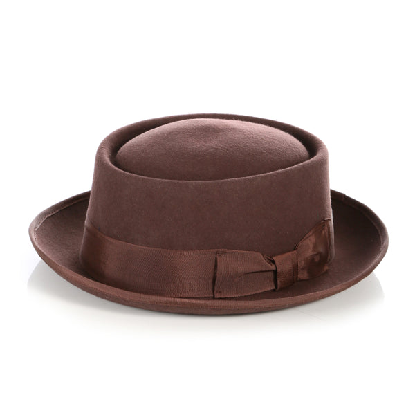 Brown Wool Pork Pie Hat - FHYINC best men's suits, tuxedos, formal men's wear wholesale
