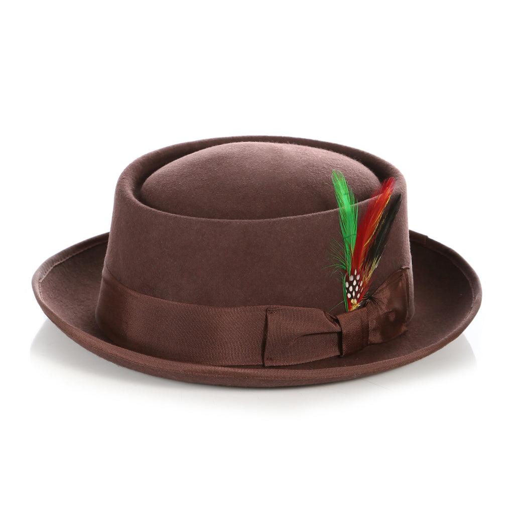 Brown Wool Pork Pie Hat - FHYINC best men