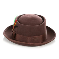 Brown Wool Pork Pie Hat - FHYINC best men's suits, tuxedos, formal men's wear wholesale