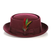 Burgundy Wool Pork Pie Hat - FHYINC best men's suits, tuxedos, formal men's wear wholesale