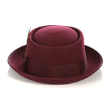 Burgundy Wool Pork Pie Hat - FHYINC best men's suits, tuxedos, formal men's wear wholesale