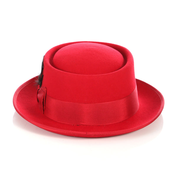 Red Wool Pork Pie Hat - FHYINC best men's suits, tuxedos, formal men's wear wholesale