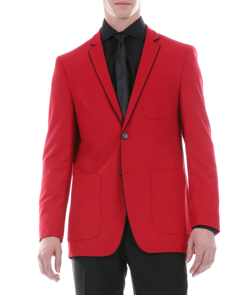 Mens Porter Red Slim Fit Blazer - FHYINC best men's suits, tuxedos, formal men's wear wholesale