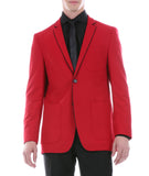 Mens Porter Red Slim Fit Blazer - FHYINC best men's suits, tuxedos, formal men's wear wholesale