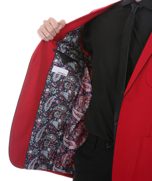 Mens Porter Red Slim Fit Blazer - FHYINC best men's suits, tuxedos, formal men's wear wholesale