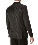 Men's Pronto Black Star Modern Fit Notch Lapel Tuxedo Blazer - FHYINC best men's suits, tuxedos, formal men's wear wholesale