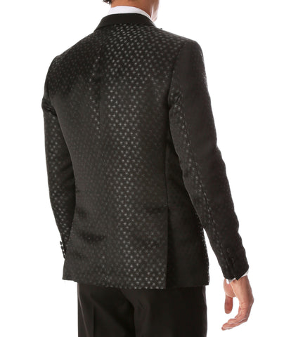 Men's Pronto Black Star Modern Fit Notch Lapel Tuxedo Blazer