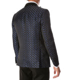 Men's Pronto Blue Star Modern Fit Notch Lapel Tuxedo Blazer - FHYINC best men's suits, tuxedos, formal men's wear wholesale