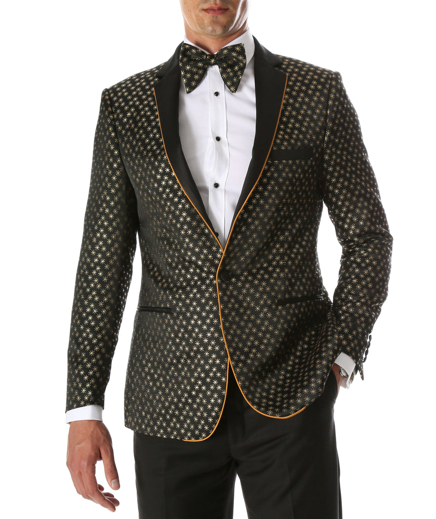 Mens Pronto Gold Star Modern Fit Tuxedo Blazer - FHYINC best men