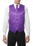 Ferrecci Mens Purple Satin 4pc Vest Set - FHYINC best men's suits, tuxedos, formal men's wear wholesale