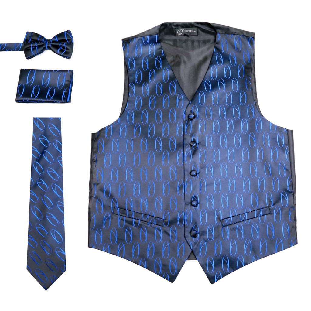 Ferrecci Mens PV100 - Black/Blue Vest Set - FHYINC best men