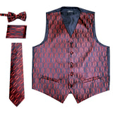 Ferrecci Mens PV100 - Black/Red Vest Set - FHYINC best men's suits, tuxedos, formal men's wear wholesale