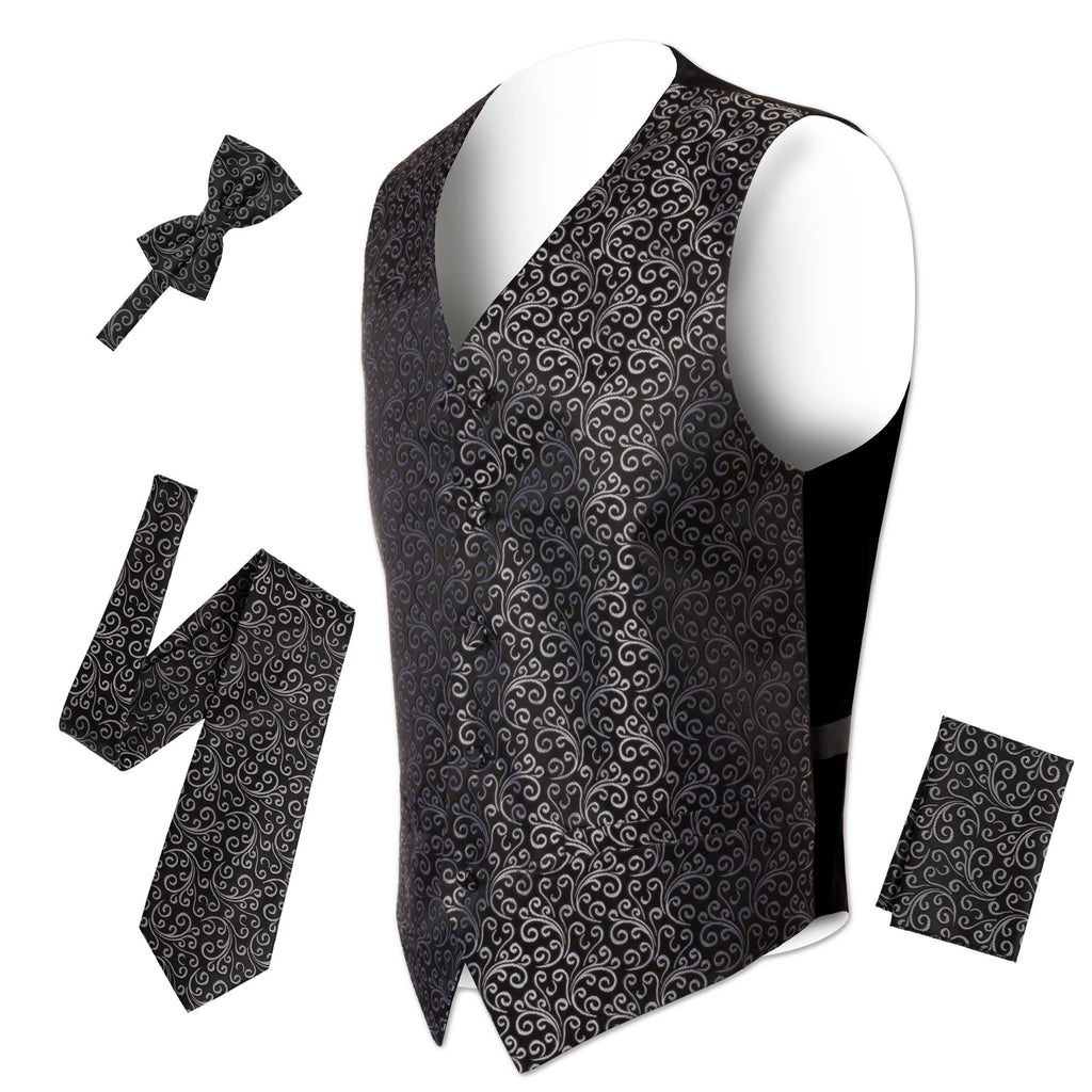 Ferrecci Mens PV50-1 Black Silver Vest Set - FHYINC best men