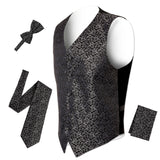 Ferrecci Mens PV50-1 Black Silver Vest Set - FHYINC best men's suits, tuxedos, formal men's wear wholesale