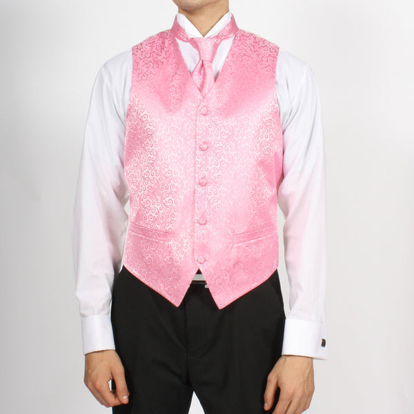 Ferrecci Mens PV50-11 Pink White Vest Set - FHYINC best men's suits, tuxedos, formal men's wear wholesale