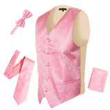 Ferrecci Mens PV50-10 Pink Cream Vest Set - FHYINC best men's suits, tuxedos, formal men's wear wholesale