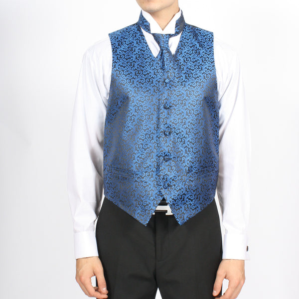 Ferrecci Mens PV50-3 Blue Black Vest Set - FHYINC best men's suits, tuxedos, formal men's wear wholesale