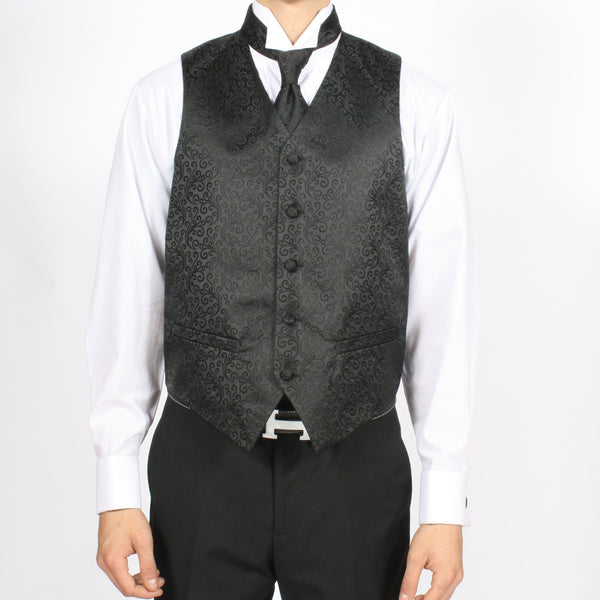 Ferrecci Mens PV50-4 Black Vest Set - FHYINC best men's suits, tuxedos, formal men's wear wholesale
