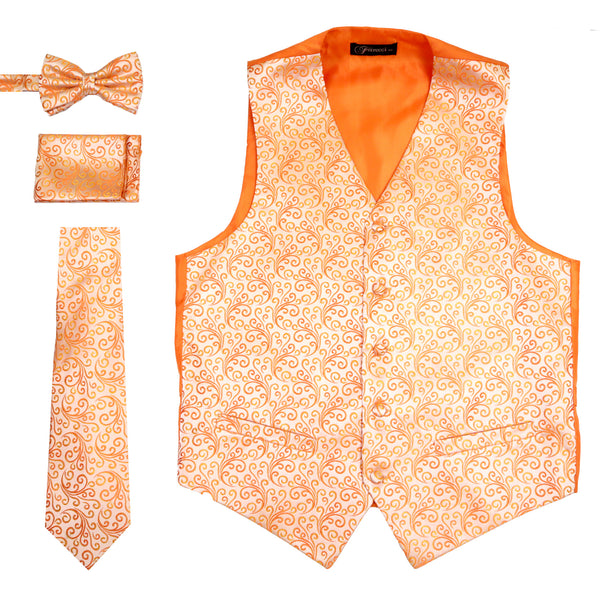Ferrecci Mens PV50-8 Orange Vest Set - FHYINC best men's suits, tuxedos, formal men's wear wholesale