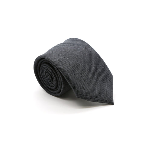 Slim Plaid Grey and Blue  Necktie & Handkerchief