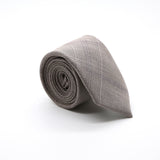 Slim Beige and Charcoal With Hint Of Lavender Plaid Neckties & Handkerchief - FHYINC