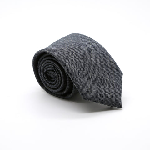 Slim Charcoal and Hint Of Tan Plaid Neckties & Handkerchief